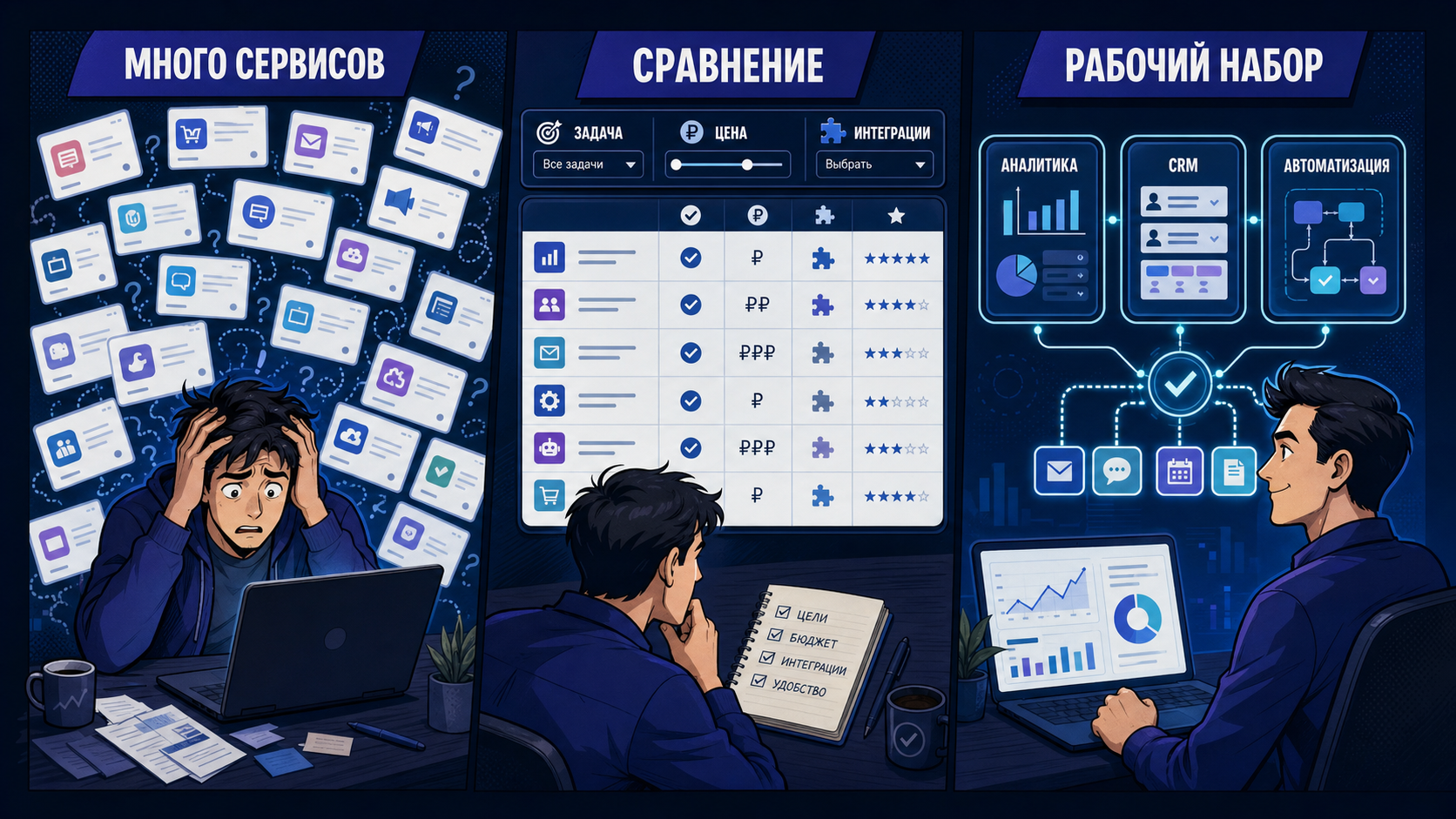 Схема сравнения и выбора онлайн-сервисов для бизнеса