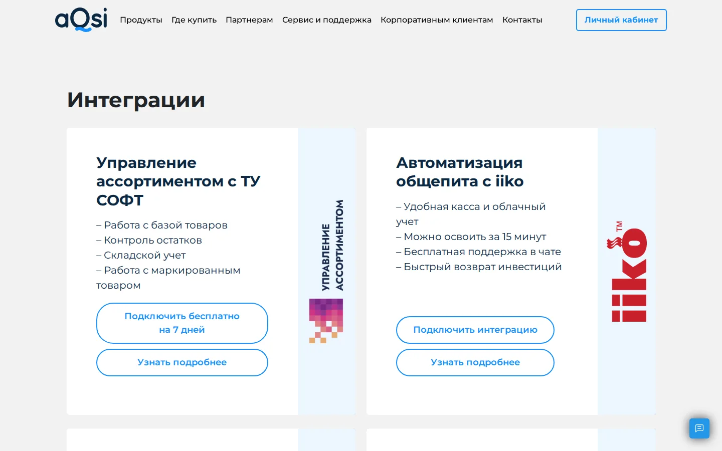 Официальная документация интеграций aQsi