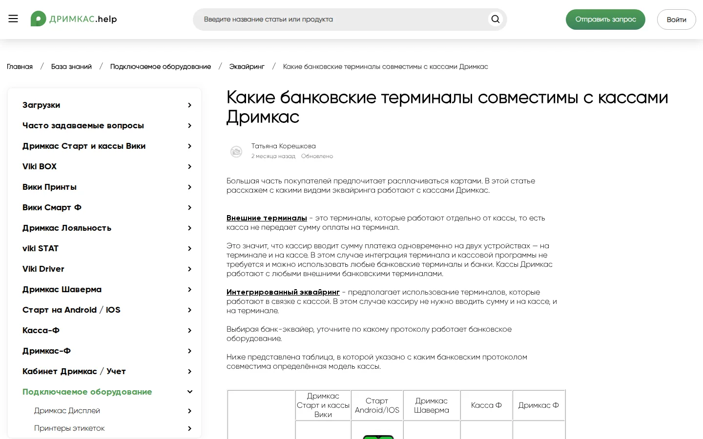 Официальная документация Дримкас по эквайрингу