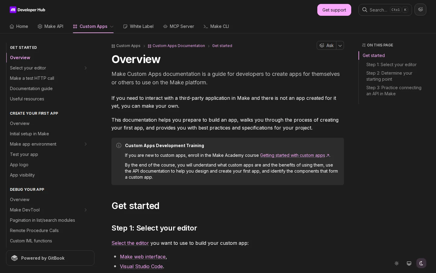 Официальная документация Custom Apps Make