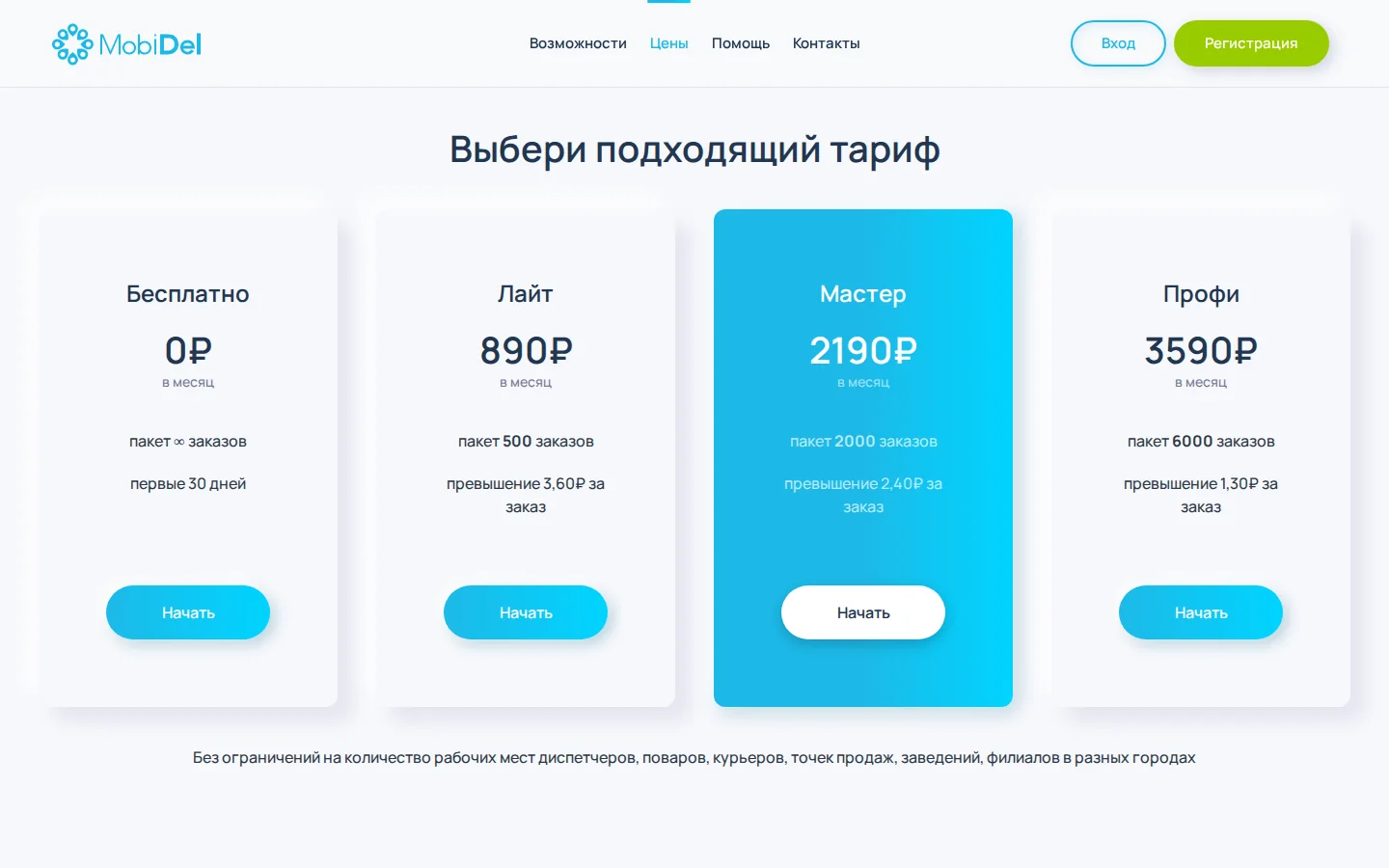Официальные тарифы Mobidel