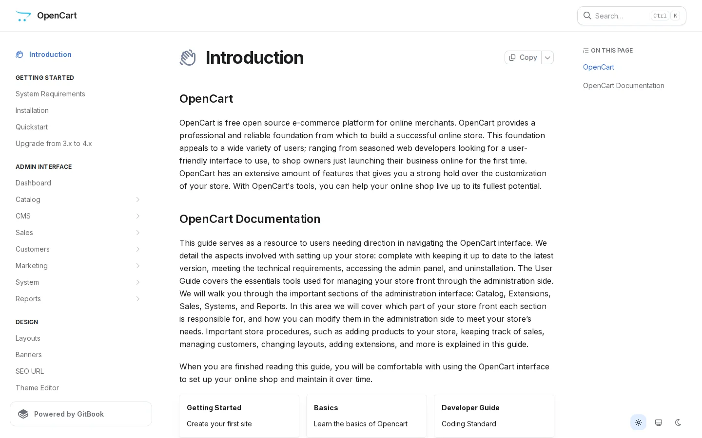 Официальная документация OpenCart