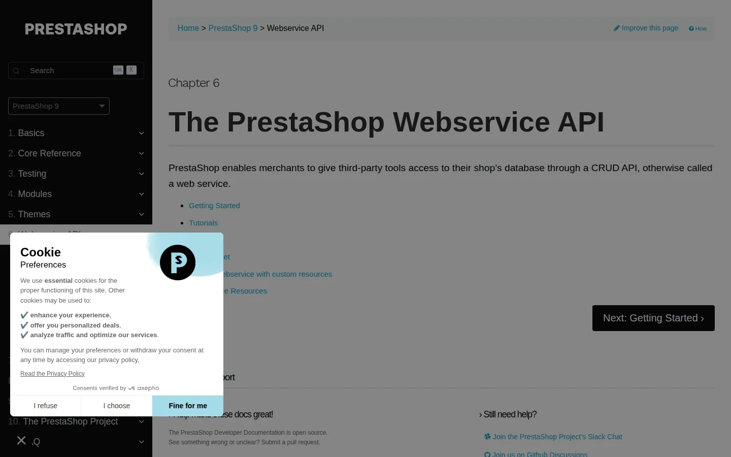 Официальная документация Webservice PrestaShop