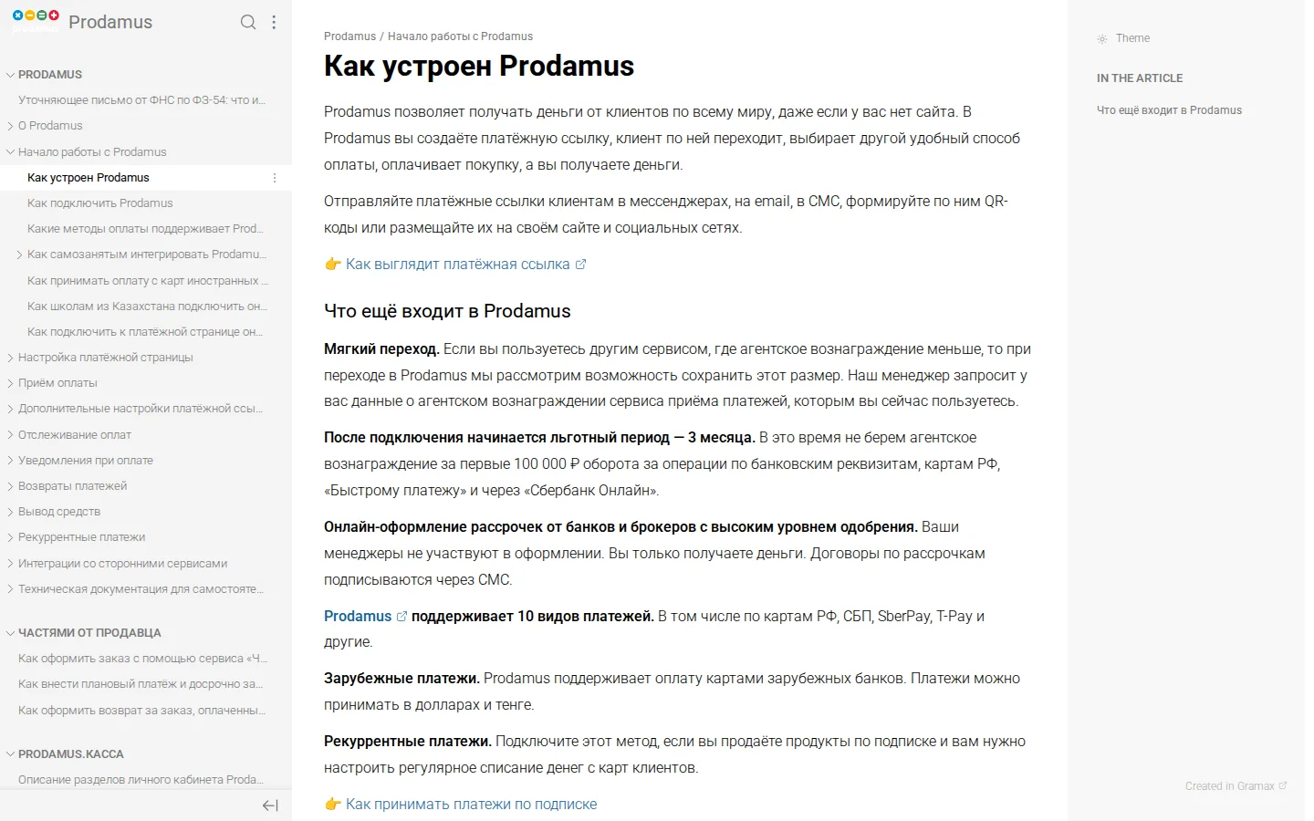 Официальная документация Prodamus