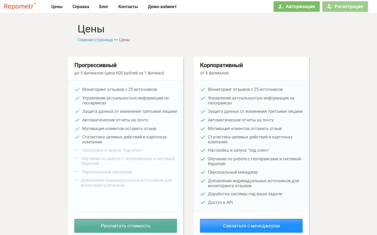 Repometr — цены и возможности. Официальный экран поставщика, проверено 27 июля 2026 года