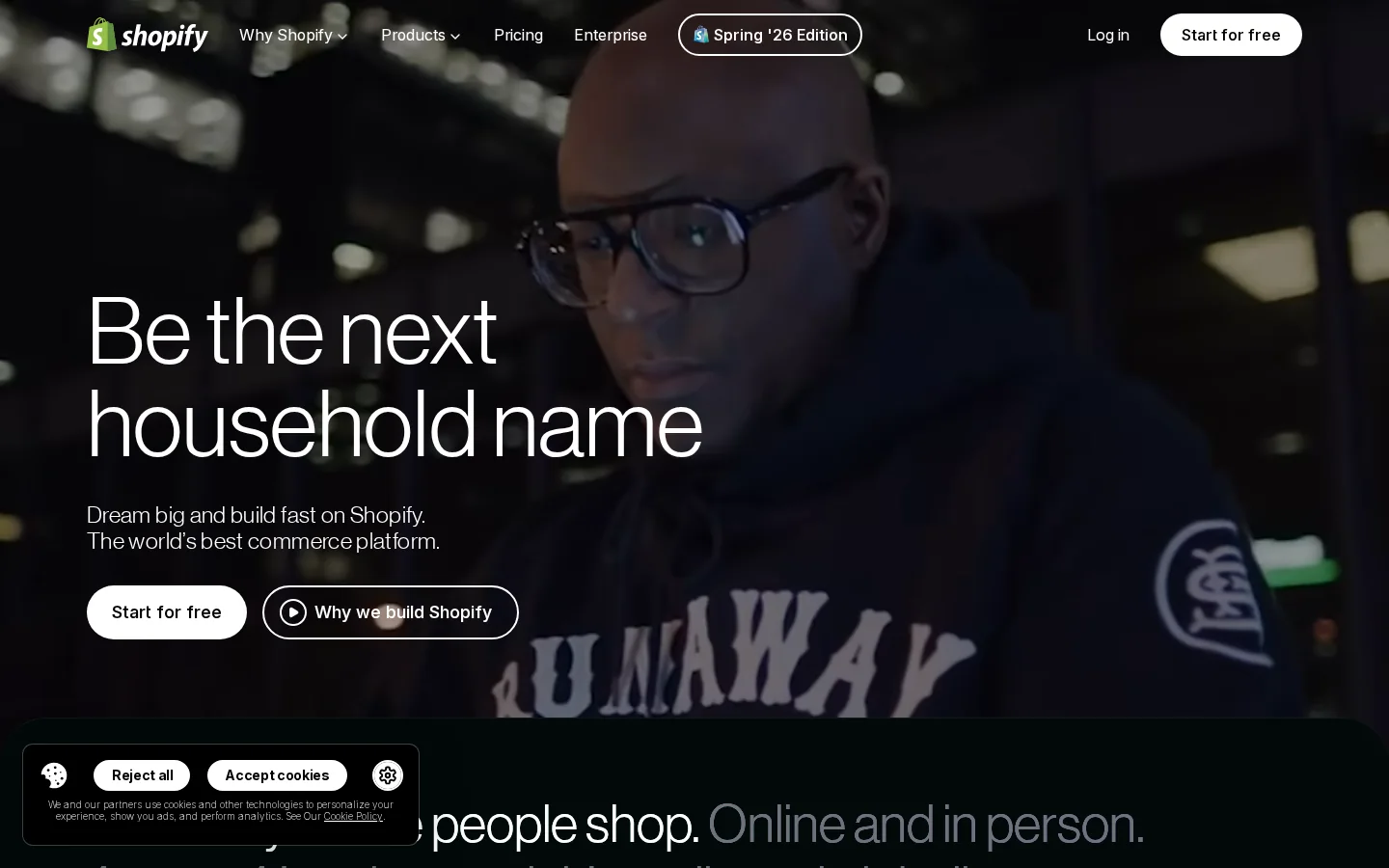 официальная главная глобальной платформы Shopify
