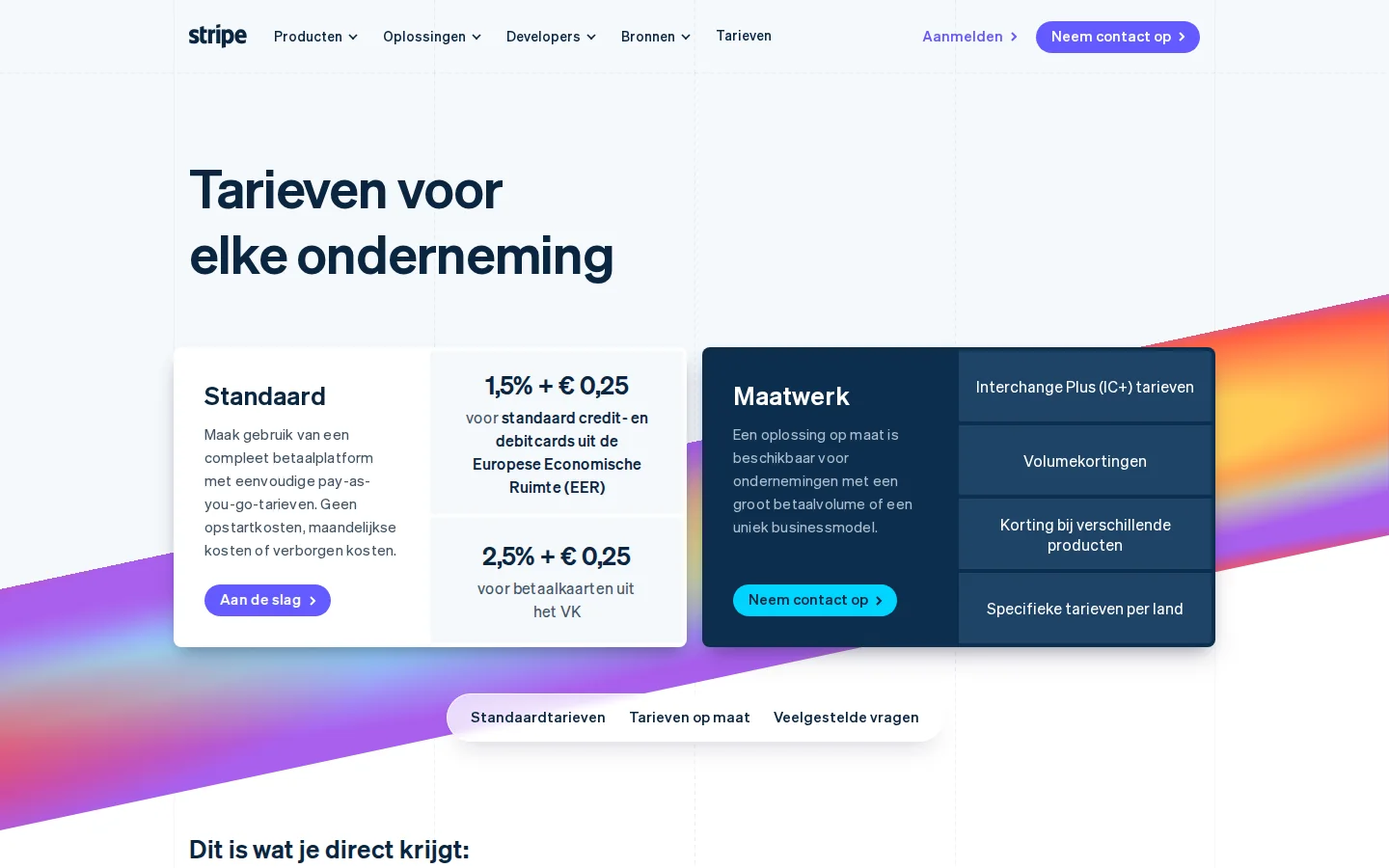 Официальные тарифы Stripe