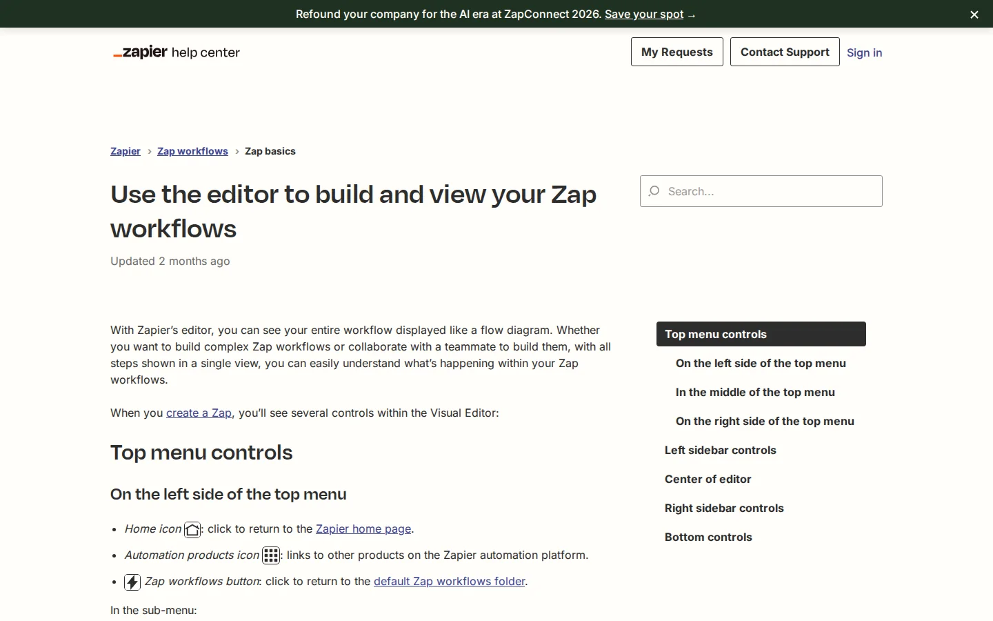 Официальная документация редактора Zapier